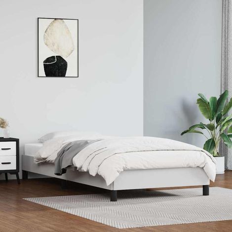 Estructura de cama sin colchón cuero sintético blanco 100x200cm (1/5)