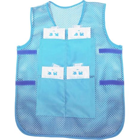Kühlweste – 1-teilig – Polyester-Mesh – Kühlakkutaschen – Outdoor-Arbeit/Sport – Blau, Größe 3XL (1/5)