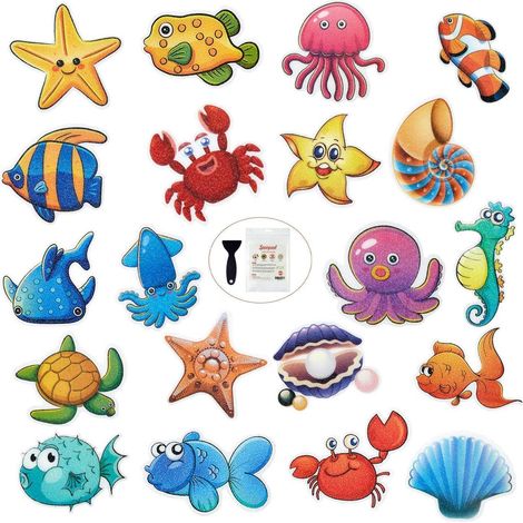 Anti-Rutsch-Aufkleber für Badewanne & Dusche, 20er Set Meeresmotive für Kinder (1/5)