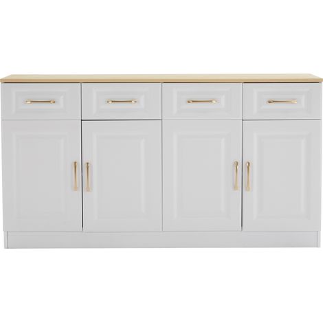 GagaBuffet 140 cm blanc chĂŞne 4 tiroirs 4 portes (1/5)