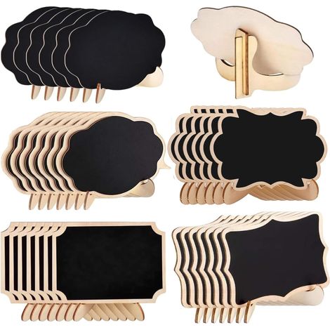 30PCS Mini Tableau Ardoise, Mini Tableau Noirs avec Support, Mini Tableau Bois Rectangulaire avec Chevalet pour L'école, Mariage et Fête (1/5)