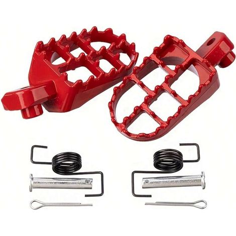 Repose-pieds pour moto (lot de 2) – Pièces d’amélioration pour tout-terrain, structure renforcée légère en alliage d’aluminium durable, couleur rouge. (1/4)