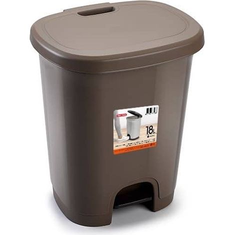 Cubo basura plastico apertura pedal 18 Litros Marron (1/4)