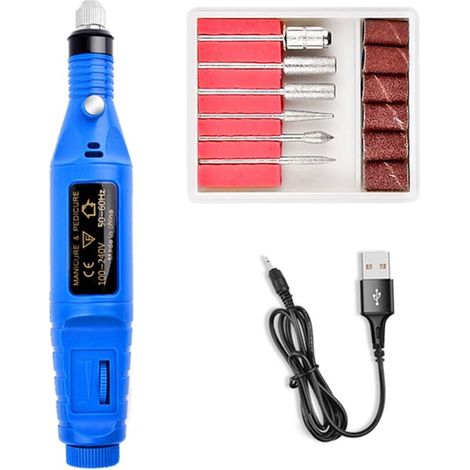 Outil de gravure de stylo de gravure DIY avec ponceuse électrique manivelle polisseur d'armure pour la gravure métal verre cuir bois plastique, bleu (1/5)