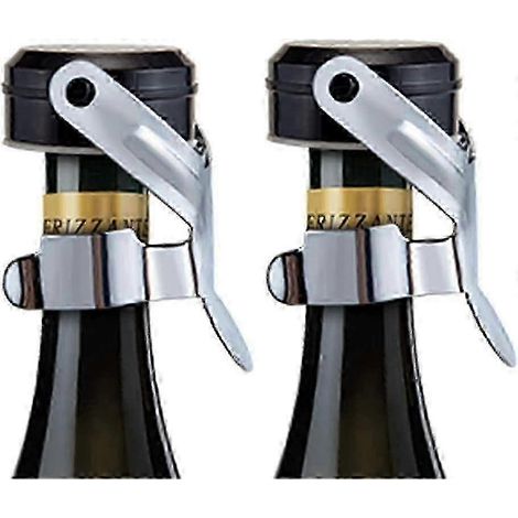 Bouchon pour vin mousseux Cava, bouchon de bouteille de champagne en acier inoxydable argenté et noir (1/5)