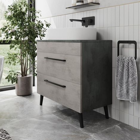Bathroom Vanity Unit Basin Sink Cabinet Storage Soft Close Drawer 800mm Grey (1/5)