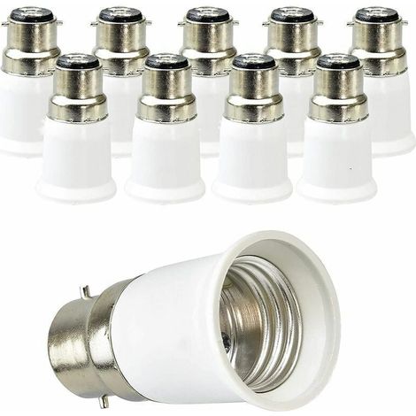 Adaptador de casquillo de rosca E27 a bayoneta B22 resistente a altas temperaturas, material PBT blanco, 10 unidades (1/5)