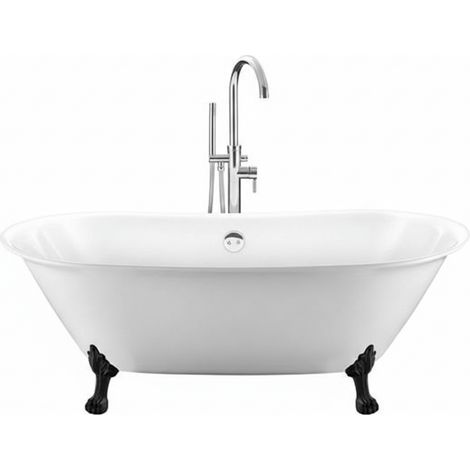 Freistehende Badewanne SURRY HILLS Löwenfüße SCHWARZ 165 (1/4)