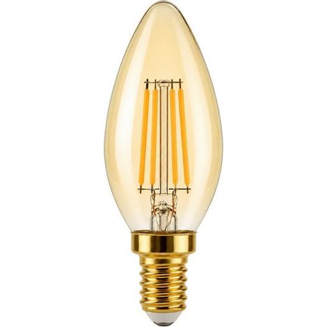 Ampoule LED Filament Dimmable E14 4W Ambrée C37 - Blanc Chaud (2300K - 3500K) - SILAMP (1/2)