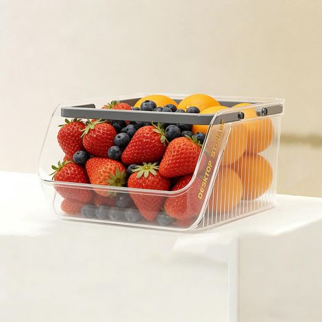 Organisateur de rangement cubique, corbeille à fruits pour plan de travail, panier de rangement empilable de grande capacité — Idéal pour snacks, objets divers, papeterie et fruits. (1/4)
