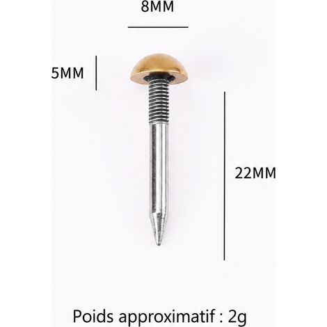 Clou décoratif demi-sphérique couleur laiton sur fer 0,8 cm 0.8 cm 2,75 × 0,8 × 2,75 cm 2 g – Livraison gratuite