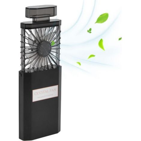 Tragbarer Ventilator mit 3 Geschwindigkeitsstufen, 1200-mAh-Akku (aufladbar über USB), aus ABS-Kunststoff, Abmessungen 13 cm × 7,5 cm, Farbe: Schwarz, ideal für den persönlichen Gebrauch, Büro, Reisen (1/5)