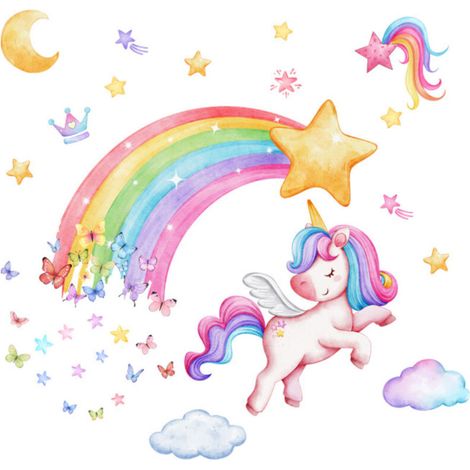 Sticker mural Licorne Arc-en-ciel Décoration murale - Sticker mural Licorne Arc-en-ciel Décoration murale (1/5)