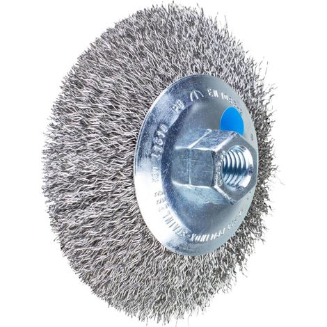 PFERD TOOLS Spazzola conica non affilata KBU Ø 115 x 10 mm M14 filo in acciaio inox Ø 0,35 per smerigliatrice angolare (1/5)
