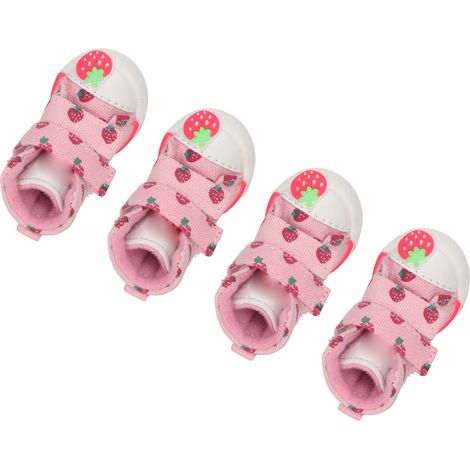 Chaussures pour chien antidérapantes en toile respirante, bottines mignonnes à fraises pour petits chiens, style Teddy Bichon, Poméranien, taille 4 (1/5)