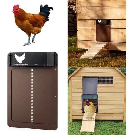 Porte de poulailler Automatique Sensible à la lumière Porte de Maison de Poulet Automatique Poulet Animaux Compagnie Porte de Chien (1/3)