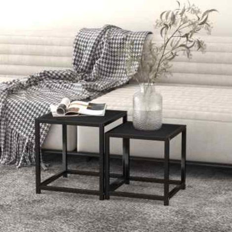 vidaXL Tea Tables 2 pcs MDF Black (1/5)