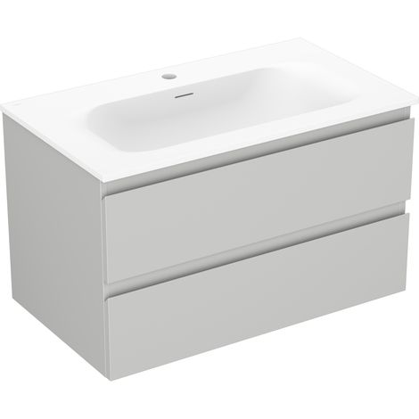 Mexen Orio meuble de salle de bain 80 cm avec lavabo Vela, 2 tiroirs, gris mat/blanc mat - 91A10-08047-2-BFF62-W23M01 (1/5)