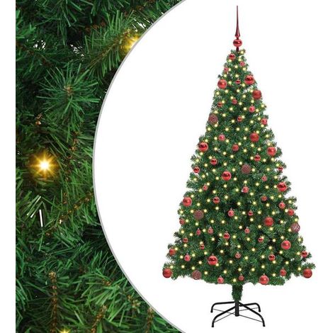 Sapin de Noël artificiel vert, 180 cm de haut, en PVC, acier et plastique. (1/5)