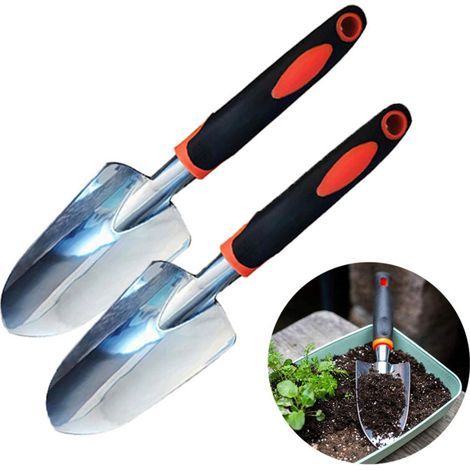 2 Pelle de jardin truelle à main de jardin, pelle à main robuste avec poignée ergonomique, petites pelles à outils de jardinage pour creuser (1/5)