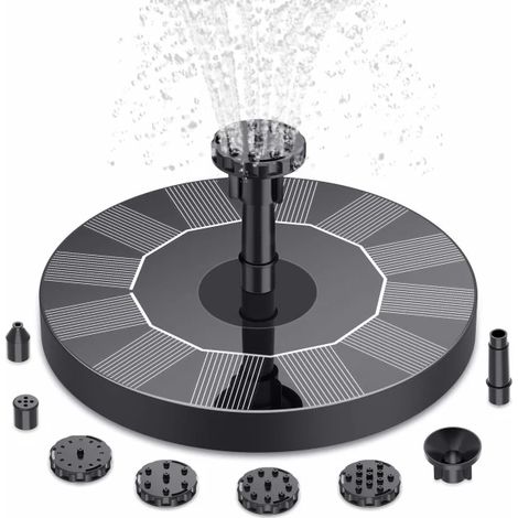 Pompe solaire flottante pour fontaine, avec 6 buses, idéale pour abreuvoir à oiseaux, jardin, bassin, piscine et aquarium.