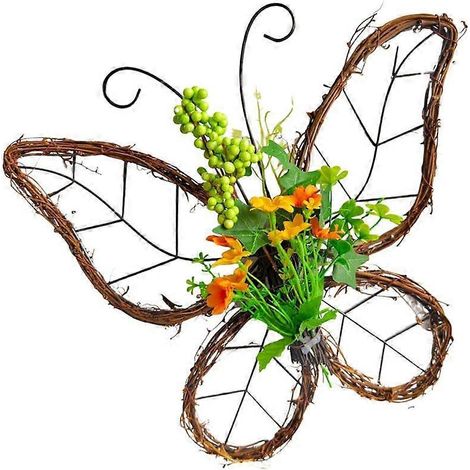 Couronne de fleurs artificielles en forme de papillon pour porte d'entrée de maison de ferme