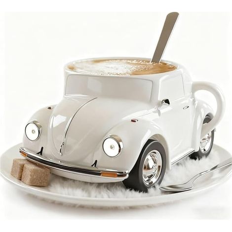 Tasse à thé originale en forme de voiture, tasse à café en forme de scarabée, tasse à café en forme de voiture 350 ml, cadeaux originaux pour les amoureux (1/3)