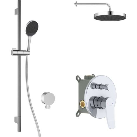 kielle Nefia - Set de douche avec mitigeur encastré, 2 sorties, avec accessoires EcoSpare et corps d’encastrement, chrome 20627SP90 (1/5)