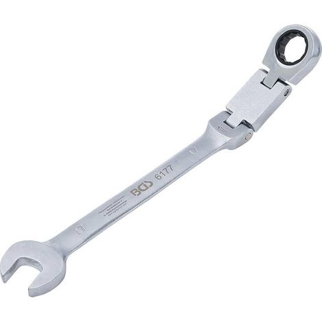 Clé Mixte à Cliquet Pliable 17 mm - Double Articulation - Précision et Maniabilité - Acier, Zones Difficiles - D-Work