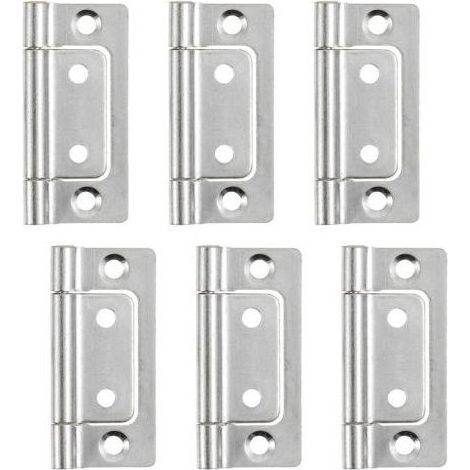 Lot de 6 charnières encastrées, 5,1 x 2,5 cm, charnières silencieuses, sans bruit, pour placard, tiroir, boîte, portes en bois (1/5)