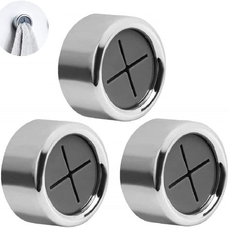Gancho para toallas de té, gancho para toallas redondo autoadhesivo de 3 piezas para baño, cocina y hogar, no requiere perforación (1/5)