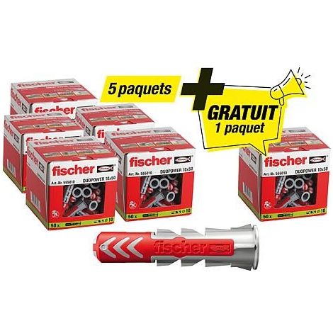 Kit Promo Fischer contenant 5x 94 119 92 + gratuit 1x 94 119 92 cheville Duopower