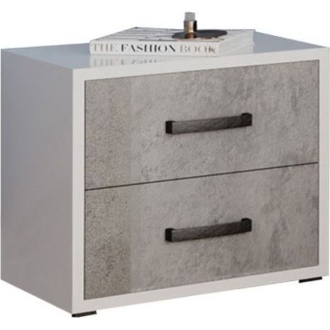 Comodino 2 cassetti colore cemento