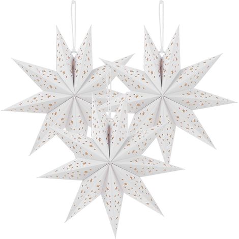 Lot de 3 abat-jour suspendus en papier en forme d'étoile de Noël pour lanternes et lampes (1/5)