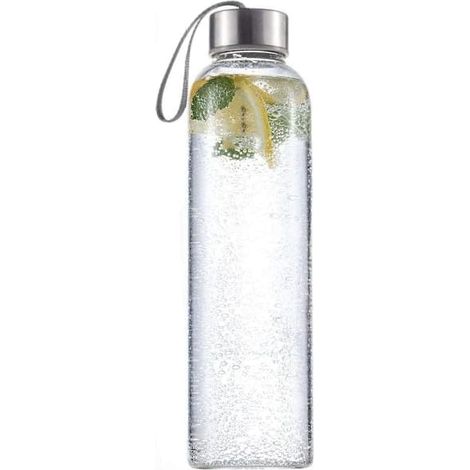 BelleRise - Gourde de sport en verre de 550 ml avec sangle, sans BPA, portable, écologique et étanche. (1/3)