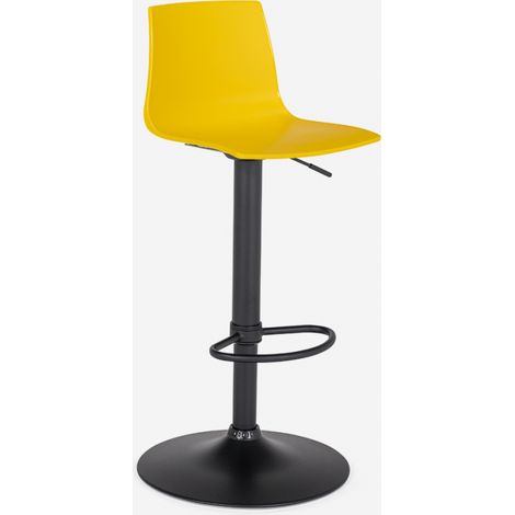 Tabouret bar de cuisine design noir mat réglable en hauteur Grand Soleil Imola Matt - Jaune (1/5)