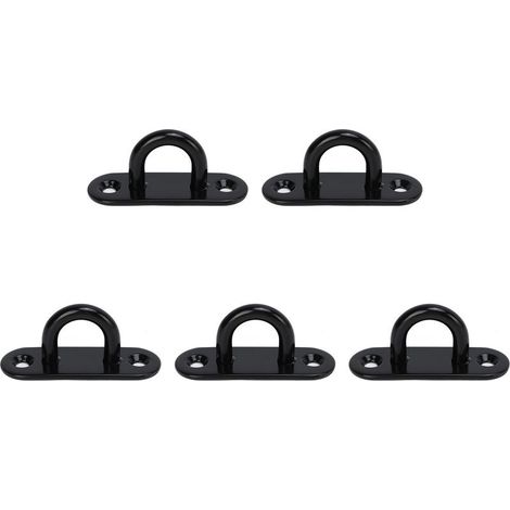 Lot de 5 œillets de fixation ovales noirs de 6 mm (0,24 po) en acier inoxydable, pour plafond et portes. Crochets de plafond renforcés et résistants à la charge. (1/5)