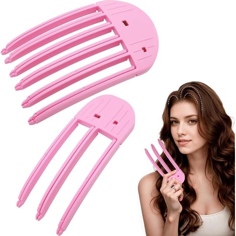 2 Pièces Fer à Friser pour Ligne de Cheveux épingle à Cheveux fixe Fer à Friser Frontal, Pince à Cheveux pour Rehausser les Racines (1/5)