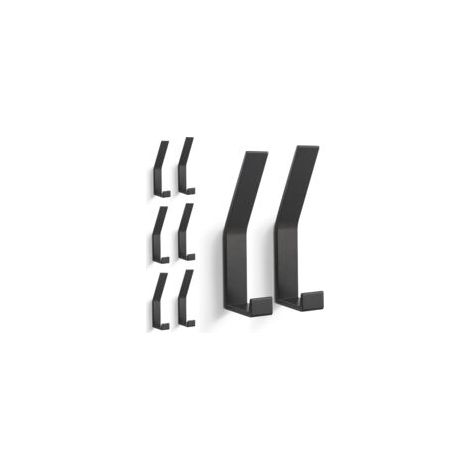 Patères murales 8 pcs en alliage d'aluminium – Fixation robuste avec vis – Capacité de chargement jusqu'à 50 lb – Design moderne noir (1/5)
