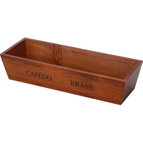 Pot de fleurs en bois pour plantes succulentes, pot de table rectangulaire décoratif, pot de jardinage décoratif (1/4)