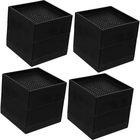 Rehausseurs de pieds meubles empilables noirs, hauteur 75 cm, pour lit, canapé, table et bureau, 4 (1/5)