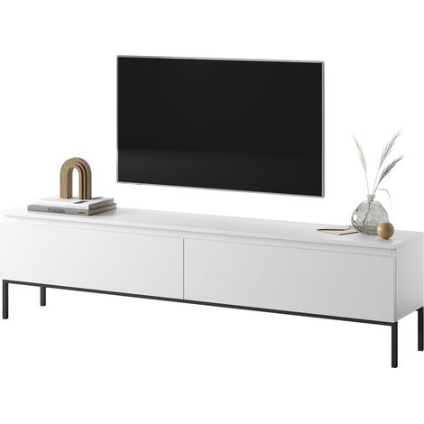 Selsey - Meuble TV Bemmi - 175 cm - blanc et pieds noirs (1/5)