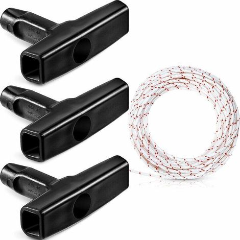 10 Meter langes Rückstoßstartseil (3,0 mm Zugkordel) mit 3-teiligem Startgriff für Rasenmäher, Kettensägen, Trimmer, Kantenschneider und Schneidmotoren (1/5)