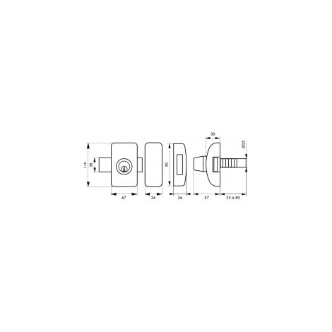 Cerradura universal THIRARD doble cilindro lengüeta HG5 + 3 llaves - Plata - 00080475