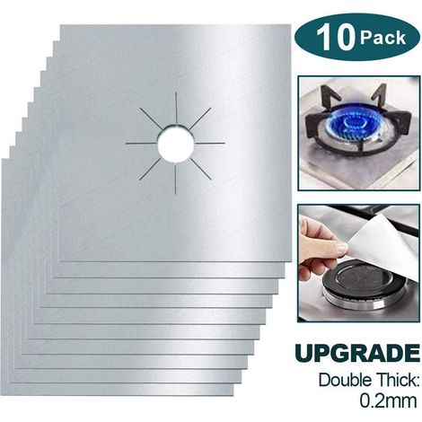 Plaque de Cuisson à Gaz Protection d'écran, 10pcs Anti-adhésif Réutilisable Protection Cuisinière Protection Gazinière Argent (1/5)