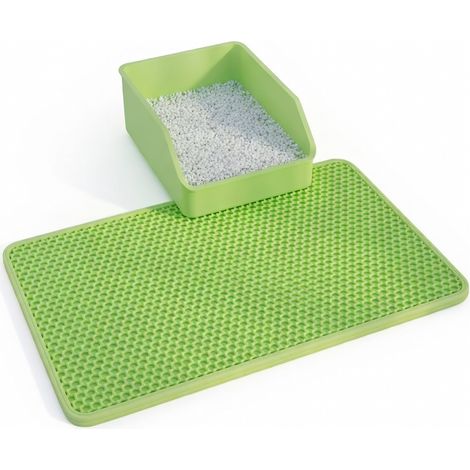 Tapis anti-sable pour bac à litière vert pomme modèle 1 (1/5)