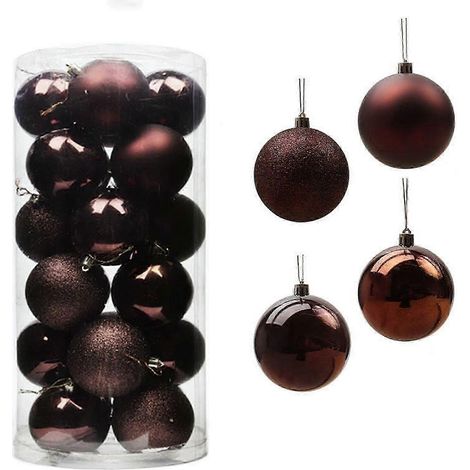 Décorations de Noël Boule décorative de Noël Boule en plastique électroplaqué 6 cm, lot de 24 boules de Noël cylindriques, décoration pour centres commerciaux, suspension pour sapin de Noël (1/2)