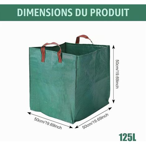 Garden Sack, Large Square Reusable Polypropylene Storage Bag for Leaves, Branches, Grass and Household Waste (Green) (1/4)
