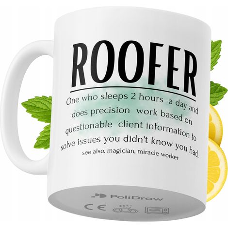 Lustige Kaffeetasse für Dachdecker mit witzigem Textdesign – ideal für Geburtstage, Namenstage, Feiertage und besondere Anlässe. Hochwertige Tasse für Zuhause, Büro und Arbeit. Farbe: Weiß, 330 ml.