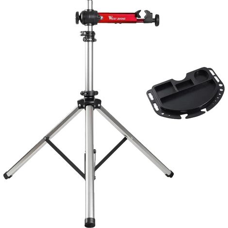 Soporte para bicicleta, altura regulable, diseño plegable, soporte con bandeja (1/2)